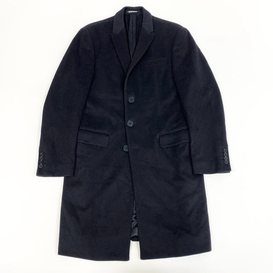 69i26 《美品》EMPORIO ARMANI エンポリオアルマーニ カシミヤチェスターコート カシミア ロングコート  46サイズ ネイビー メンズk02i