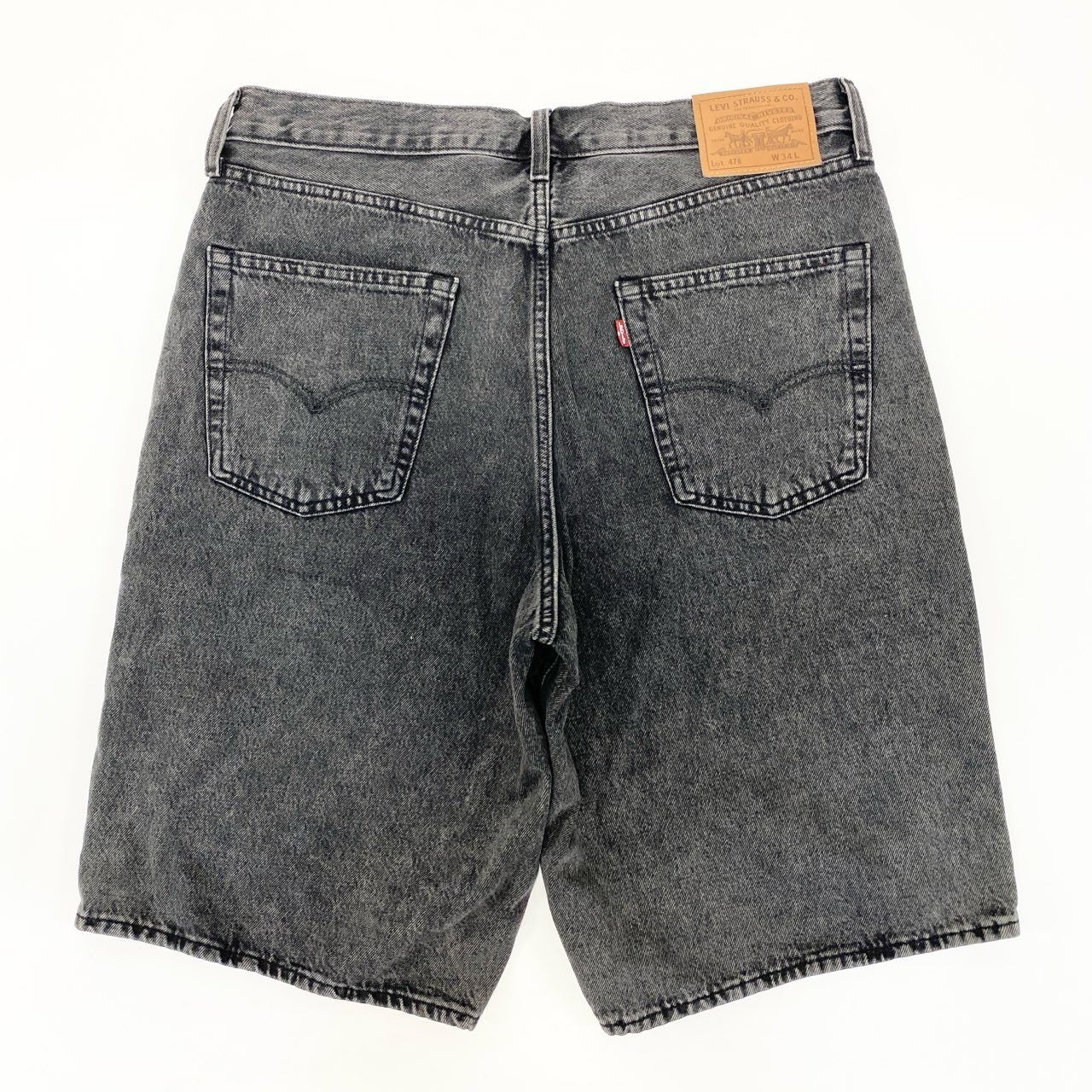 54h27 Levi's リーバイス バギーショーツ ショートパンツ デニムハーフパンツ ジーンズ ブラックデニム 478 W34 ブラック グレー コットン メンズo07t