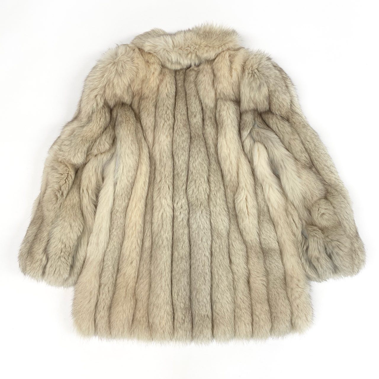 54L4 ブルーフォックス セミロングコート サイズ11号 アイボリー 本毛皮 FOX FUR リアルファー 肉厚◎t18r