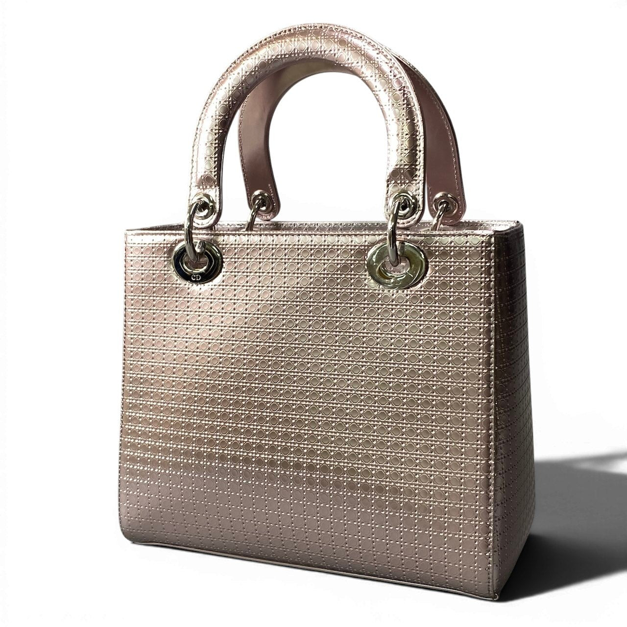 e18 Christian Dior クリスチャンディオール レディディオール ハンドバッグ メタリックピンク レディース バッグta1