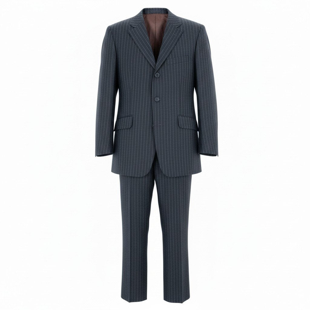 39d14 BURBERRY BLACK LABEL バーバリー ブラックレーベル ストライプスーツ セットアップ サイズ82-76-170 ブラック フォーマルt18r