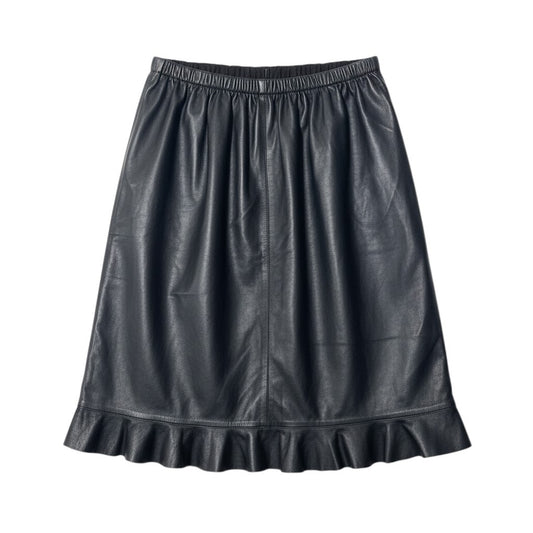 40i27 GUCCI グッチ 1999年 トムフォード期 レザースカート フリル イタリア製 38サイズ ブラック レザー レディース 女性用u02t