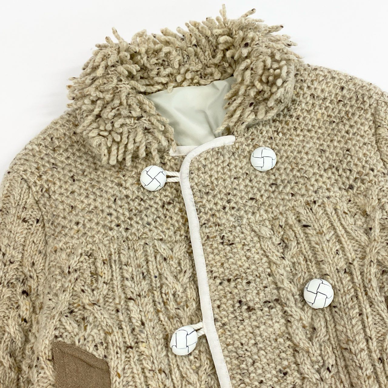10d3 sacai サカイ コルクボタン ニットジャケット ハーフコート メンズ 紳士服 12-00302M サイズ２ ベージュ ウール100％u02t