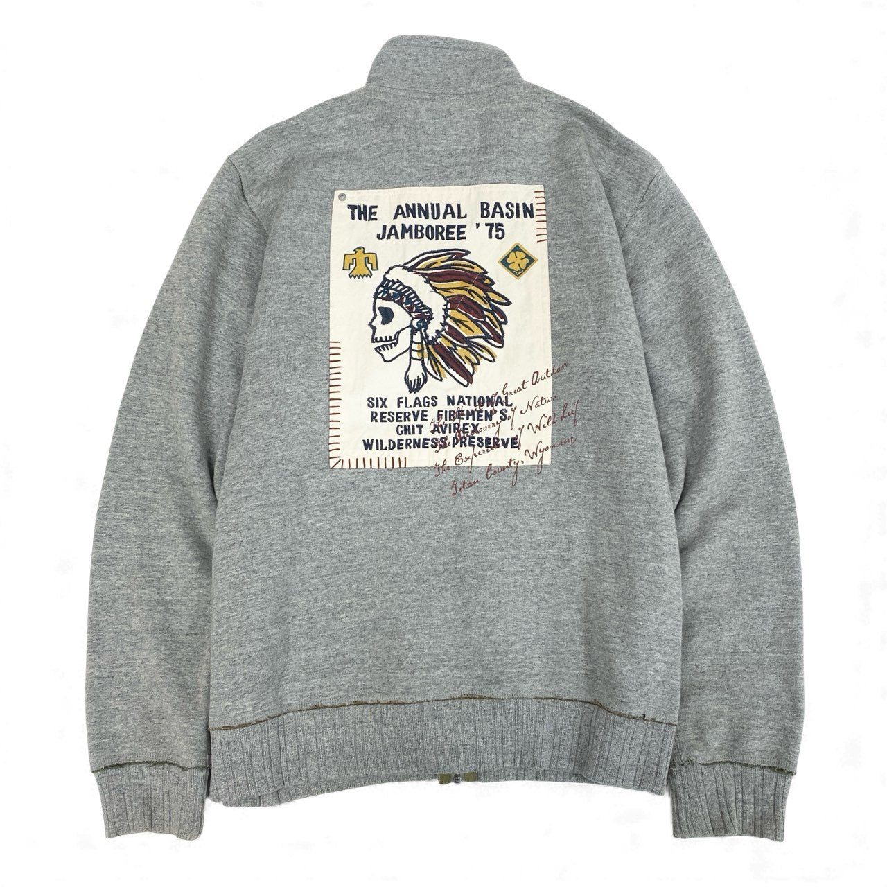 29l14 AVIREX アヴィレックス NATIVE EMB TRACK JKT 裏起毛スタンドジップアップジャケット 6113165 2XLサイズ グレー メンズo07t