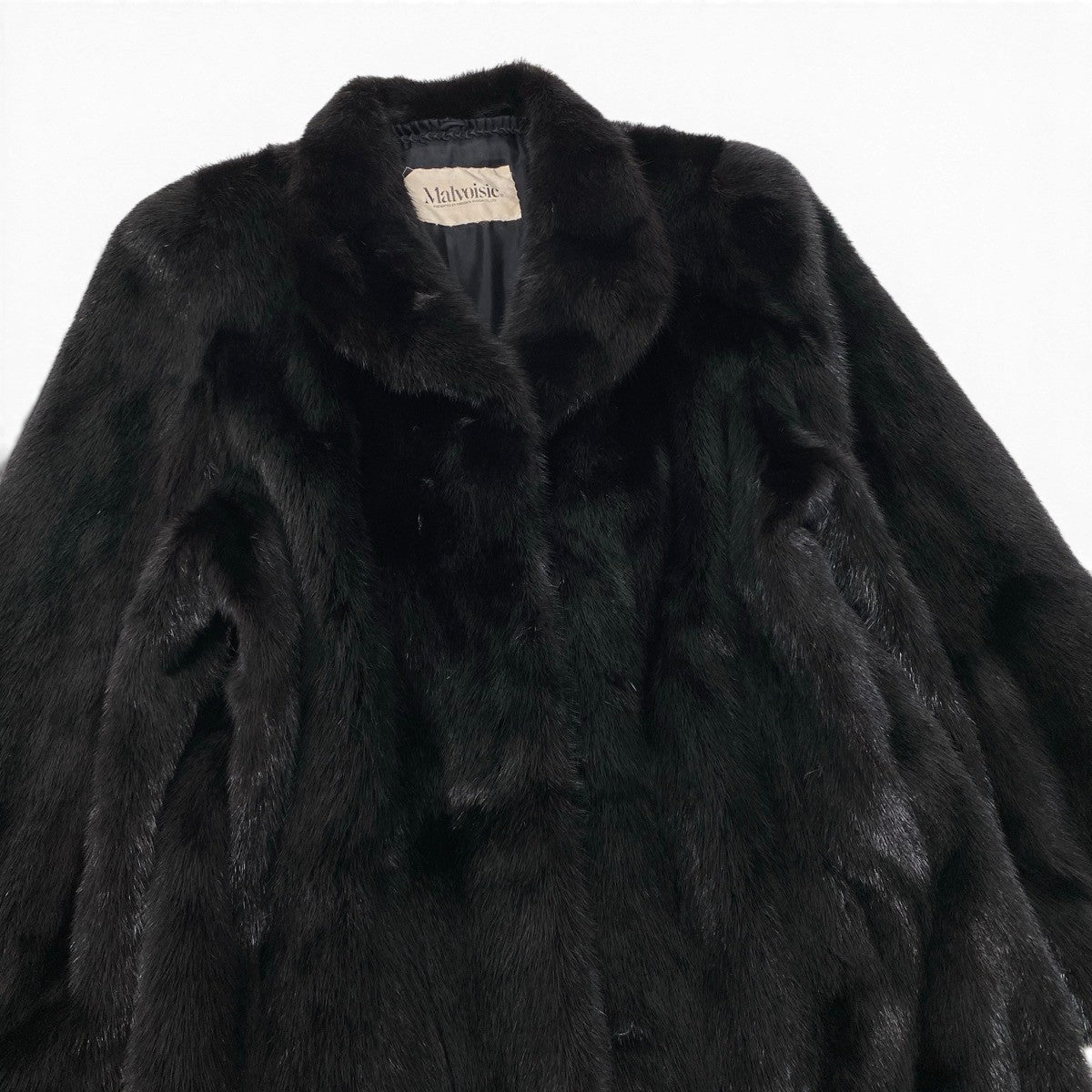 73i19 Malvoisie ダークミンク ロングコート 丈100cm サイズ11 ブラック 本毛皮 Dark Mink Fur Long Coat リアルファーt18r