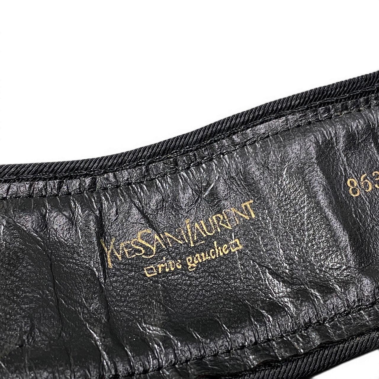 e8 YVESSAINTLAURENT リブゴーシュ ヴィンテージ ベルト ベルベット フランス製 1 ブラック レディース 女性用u02t