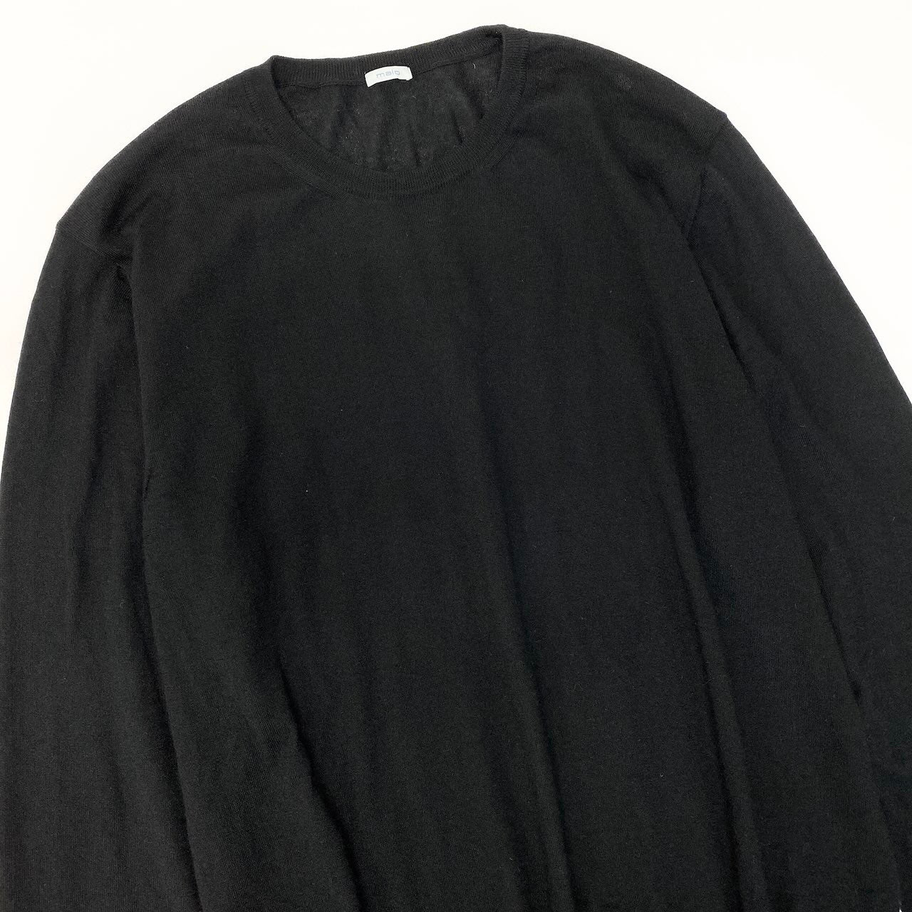 42c24 malo マーロ カシミヤニットセーター ロングスリーブニット トップス イタリア製 50サイズ ブラック カシミヤ100％ メンズ 男性用u02t