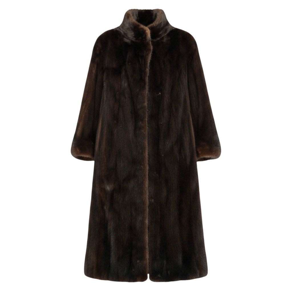 86f11 MIO ダークミンク 超ロングコート 丈110cm サイズF ブラウン 本毛皮 Dark Mink Long Coat リアルファーt18r