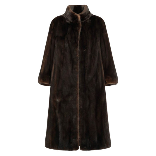 86f11 MIO ダークミンク 超ロングコート 丈110cm サイズF ブラウン 本毛皮 Dark Mink Long Coat リアルファーt18r