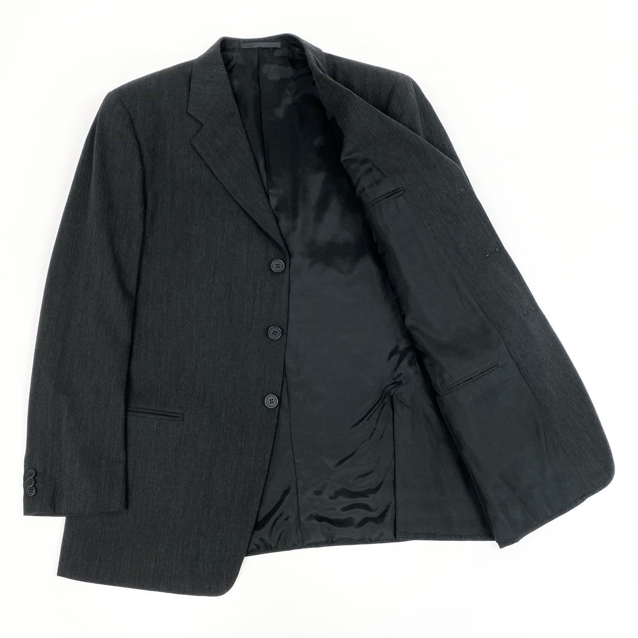 3d15 ARMANI COLLEZIONI アルマーニコレッツォーニ セットアップスーツ シングルスーツ 54/R ダークグレー ウール100％ メンズ 紳士服o07t