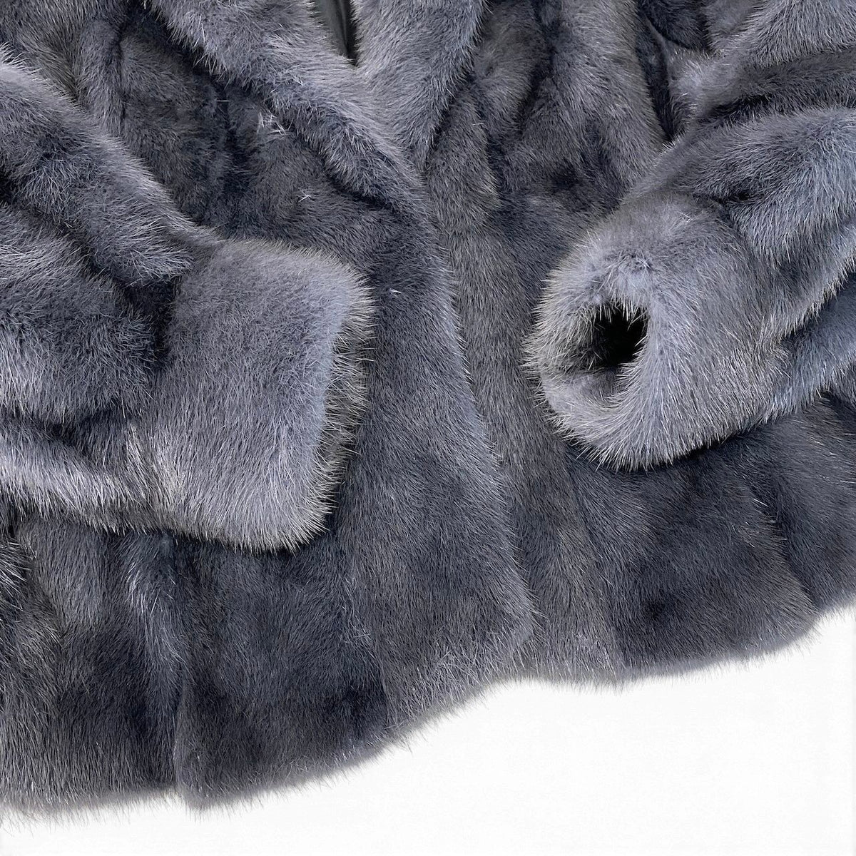18i20 EMBA エンバ 染め 袖段 ミンクファーコート サイズ13 ブルーグレー 本毛皮 Dyed Mink Fur Coat リアルファーt18r
