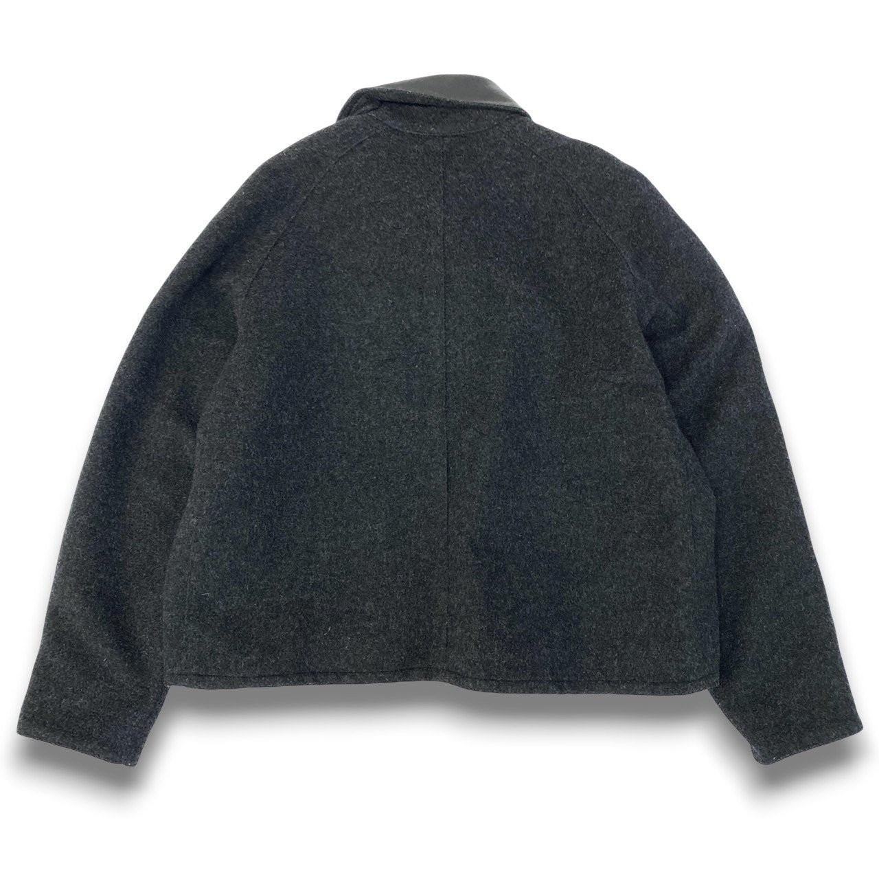 17c7 John Partridges ジョンパートリッジ レザー切替 クロップドウールジャケット ウールショートジャケット サイズS グレー メンズ アウターk02i