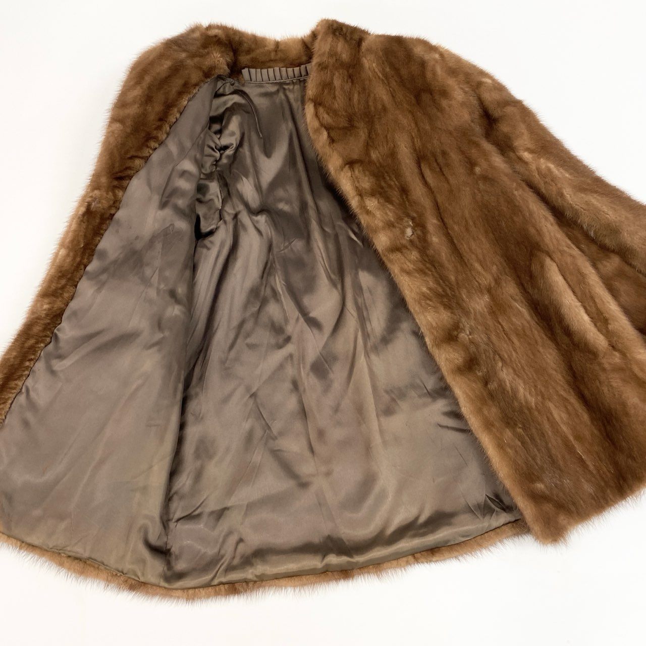 72a27 パステルミンク ファーコート サイズ11 茶系 本毛皮 Pastel Mink Fur Capet18r