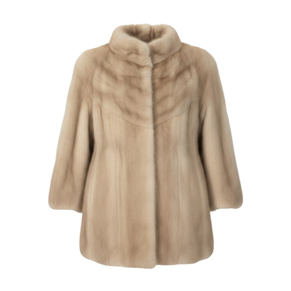 2h8 袖段 パステルミンク ファーコート サイズ11 茶系 本毛皮 Pastel Mink Fur Coatt18r