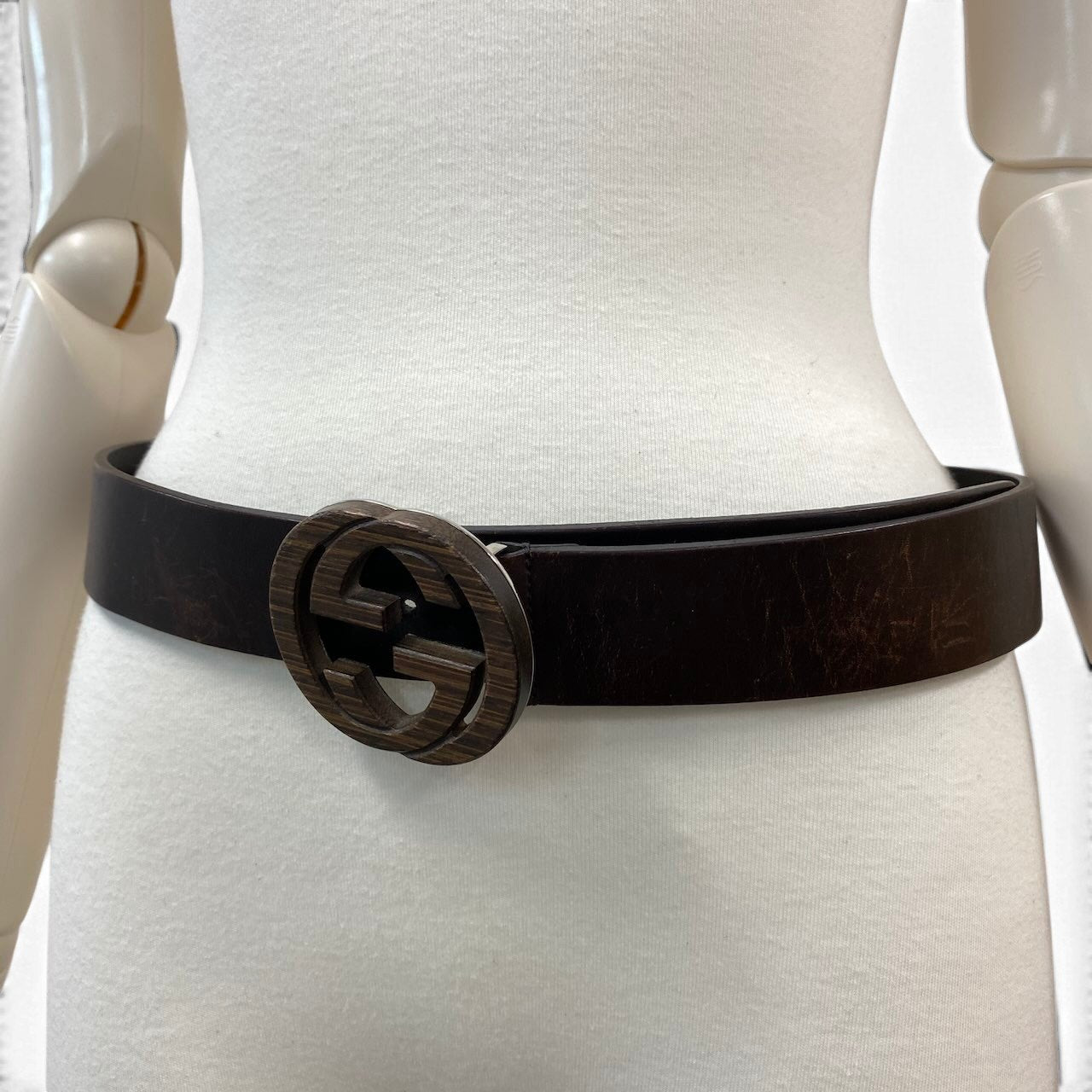 f10 GUCCI グッチ GGマーモント インターロッキングG レザーベルト 268235 ブラウンk02i