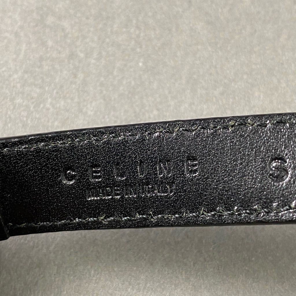 8f23 《美品》 CELINE セリーヌ 細レザーベルト S ブラック Leather Belt Black イタリア製