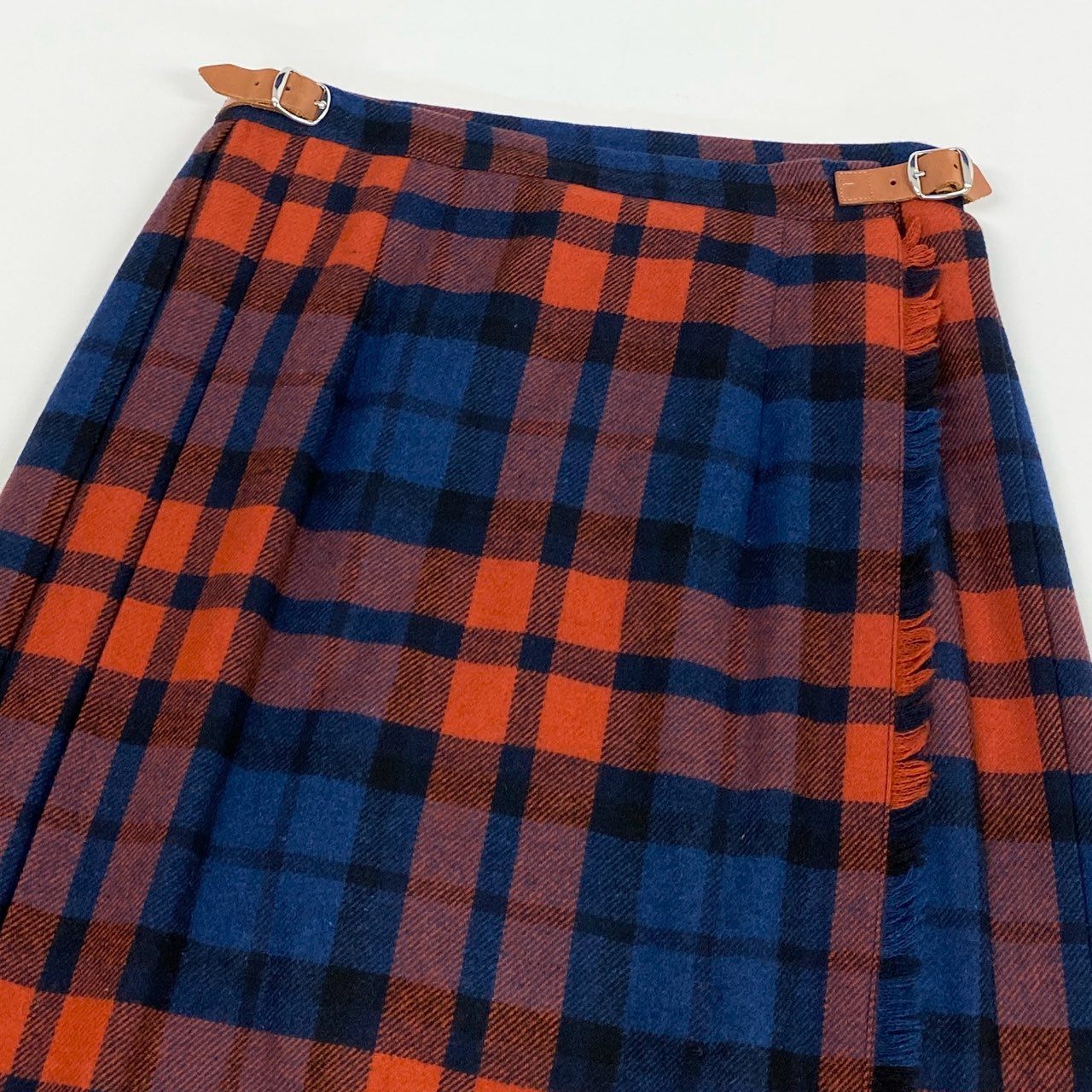 36L10 O’NEIL OF DUBLIN オニールオブダブリン 定番 チェック柄 巻きスカート ロングスカート クリップ付き 10 ブルー オレンジ レディース 女性用u02t