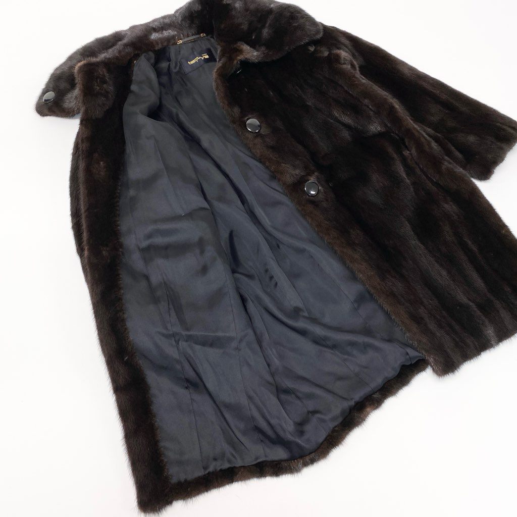 29l27 Terry's テリーズ マホガニーミンク ロングコート サイズF ダークブラウン 本毛皮 MINK FUR 毛並み◎t18r