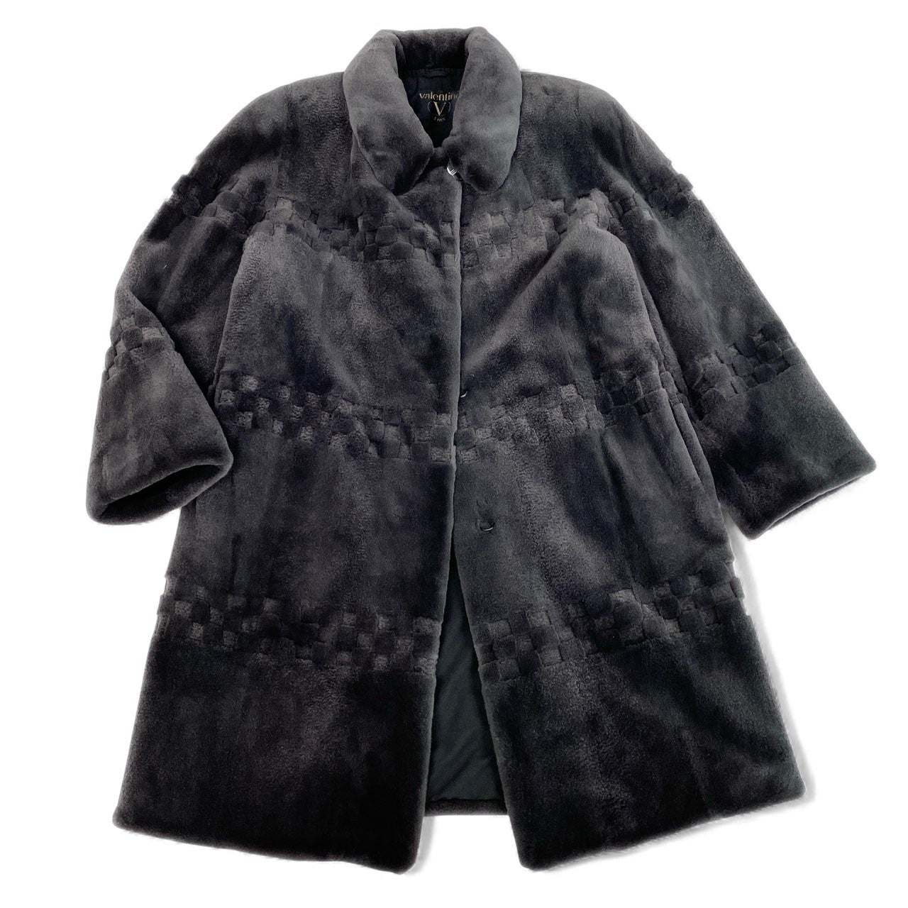 27L1 VALENTINO ヴァレンティノ SAGA MINK ROYAL サガミンクロイヤル 金サガ シェアードミンク ロングコート サイズF ダークグレー 最高級本毛皮 FUR COATt18r