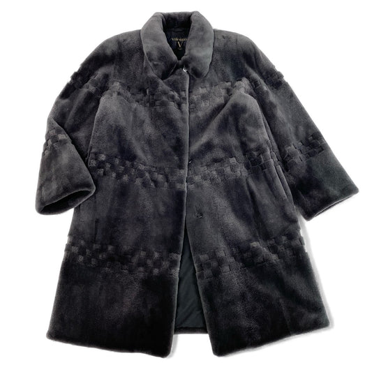 27L1 VALENTINO ヴァレンティノ SAGA MINK ROYAL サガミンクロイヤル 金サガ シェアードミンク ロングコート サイズF ダークグレー 最高級本毛皮 FUR COATt18r