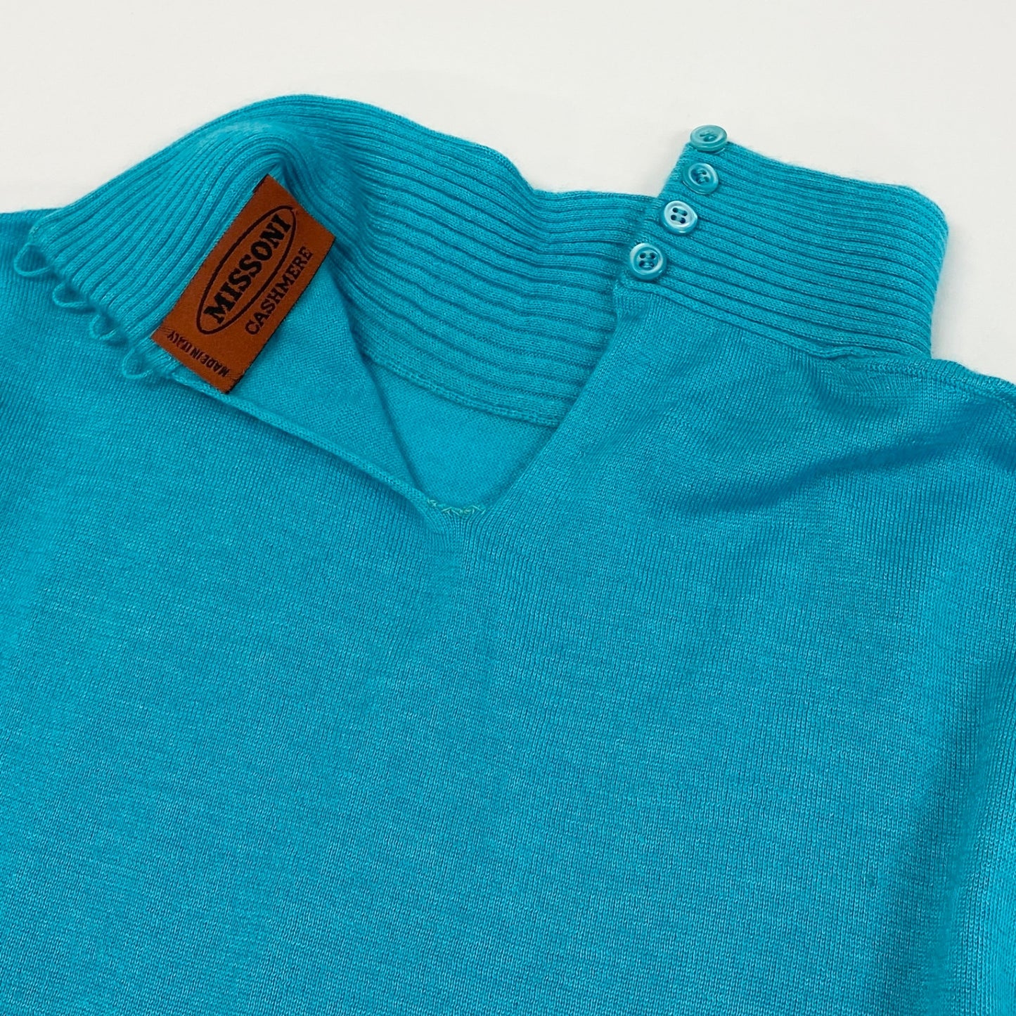 56h1 MISSONI ミッソーニ カシミヤ タートルネックニット セーター 42 ブルー カシミヤ70％ シルク30％ イタリア製 CASHMERE KNIT SWEATERt18r