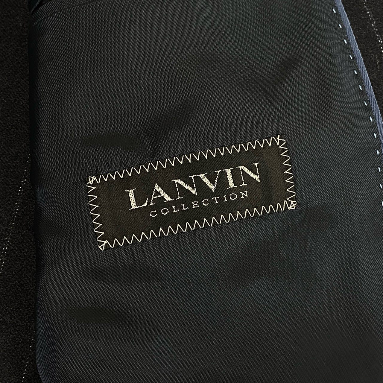 31L8 LANVIN COLLECTION ランバン コレクション ロングテーラードジャケット コートジャケット ストライプ カシミヤ混 45サイズ ネイビー メンズo07t