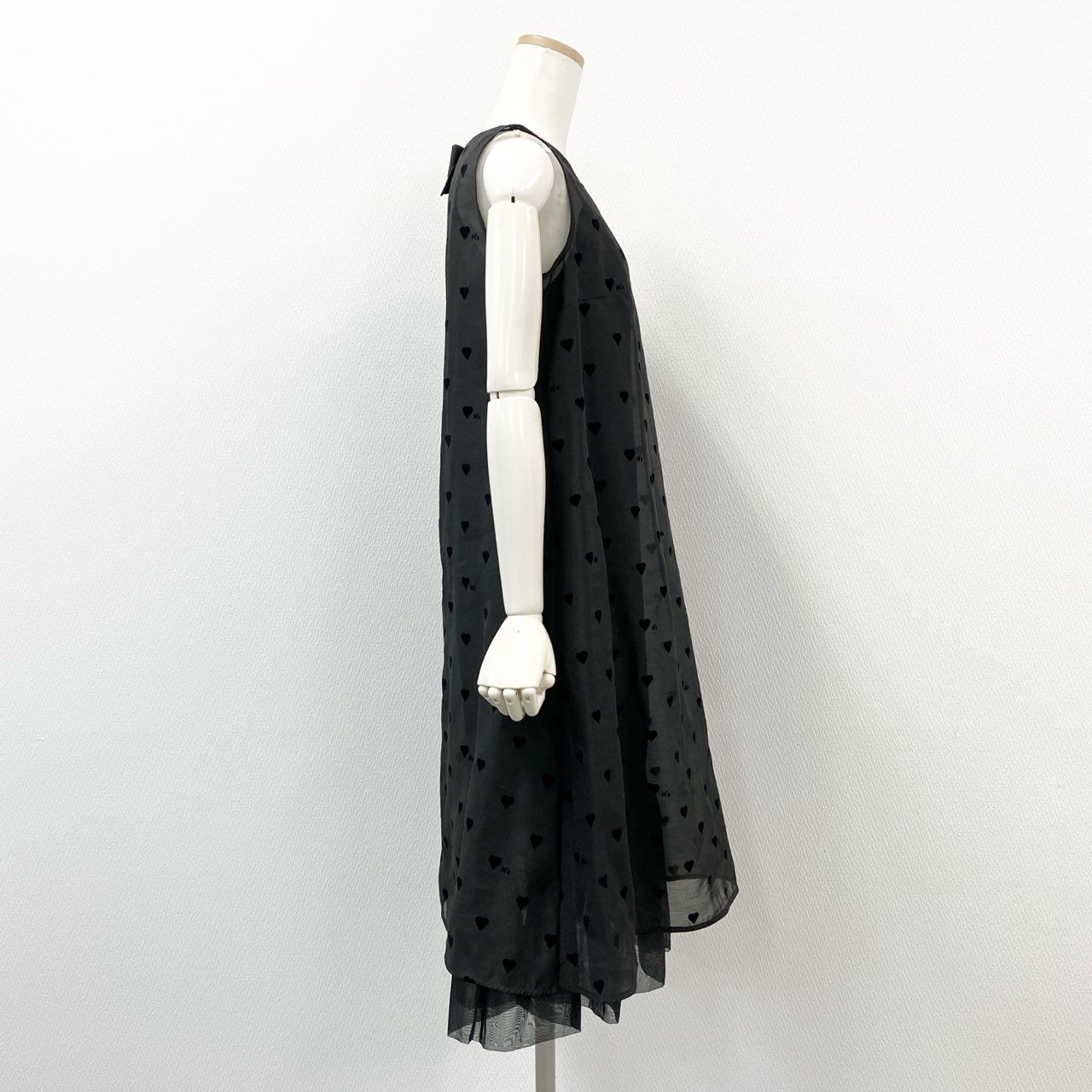 17f30 《極美品》 M’S GRACY エムズグレイシー カタログ掲載 ハートフロッキー チュールワンピース ノースリーブワンピース ドレスワンピース IT-411117 サイズ38 ブラック ポリエステル100％ レディース 女性用