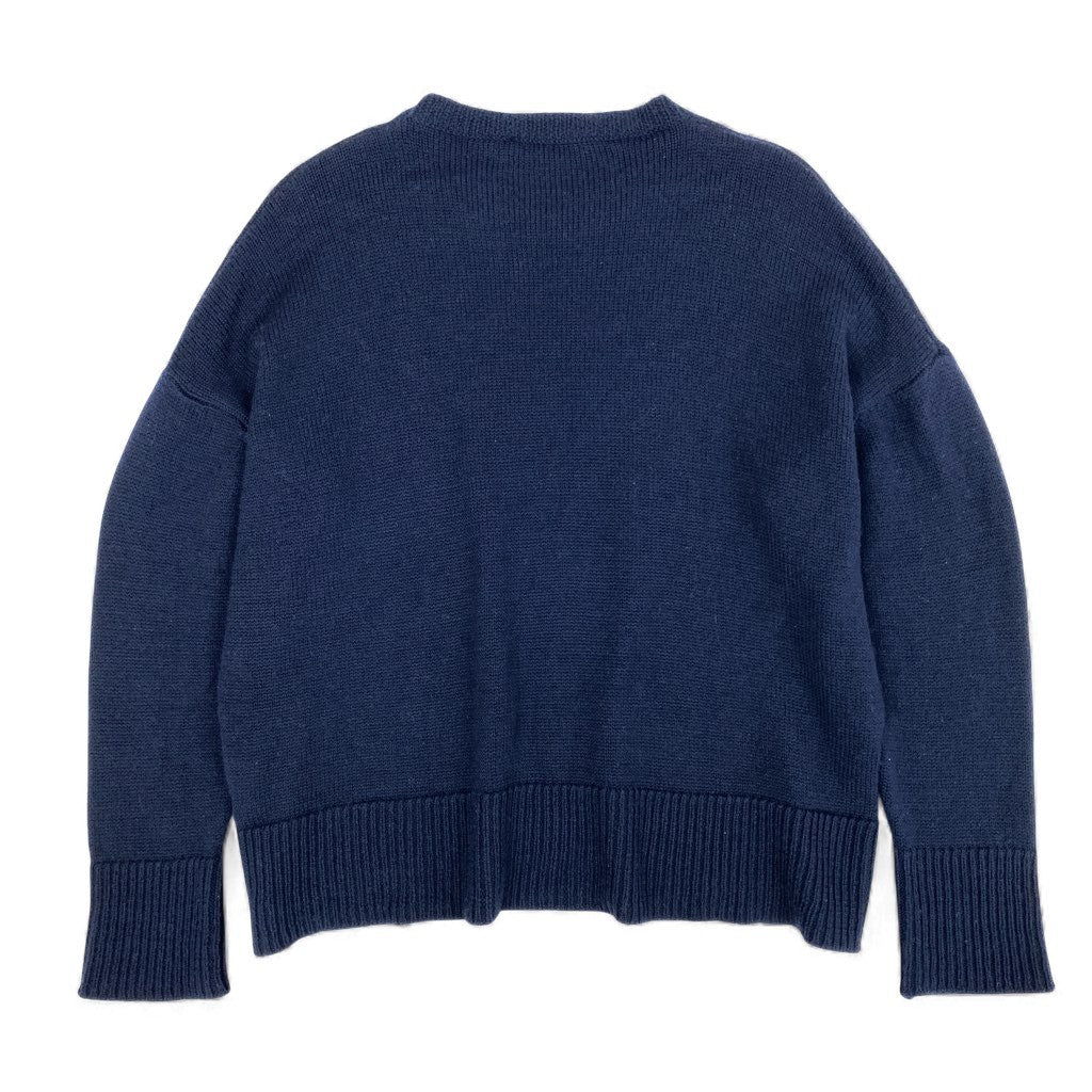 69L17 YOKO CHAN ヨーコチャン エンブロイダリープルオーバー リラックスフィット ニットセーター YCN-521-081 36サイズ ネイビー ウール100％ レディースu02t