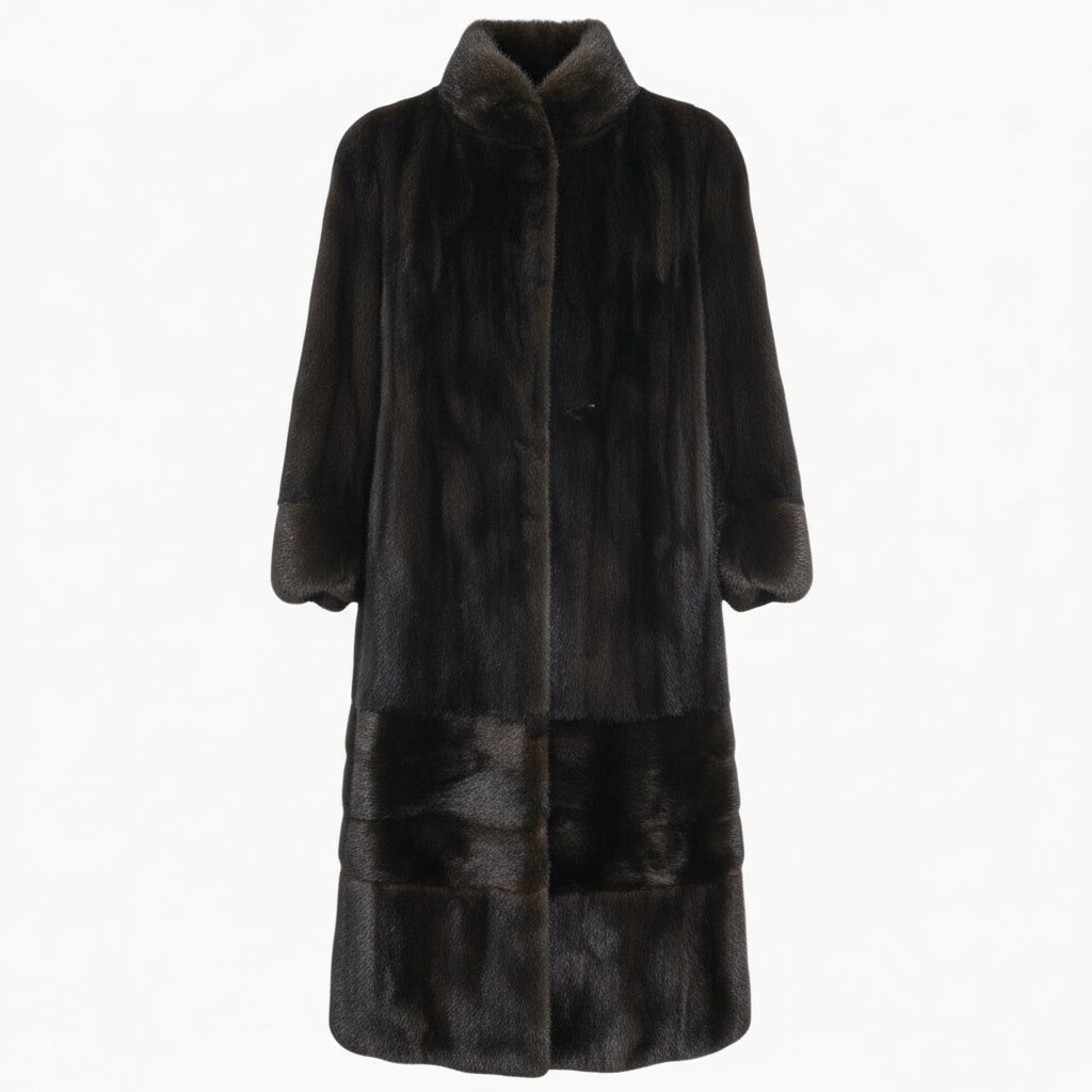 14a15 SAGA MINK ROYAL サガミンクロイヤル 金サガ マホガニーミンク 超ロングコート サイズF ダークブラウン 最高級毛皮 Mink Fur Coatt18r