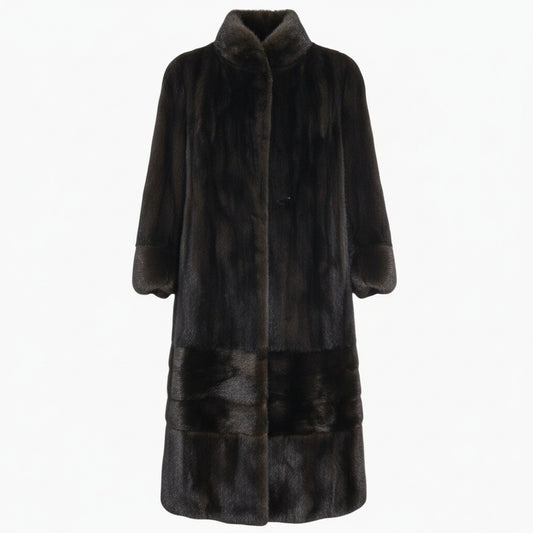 14a15 SAGA MINK ROYAL サガミンクロイヤル 金サガ マホガニーミンク 超ロングコート サイズF ダークブラウン 最高級毛皮 Mink Fur Coatt18r