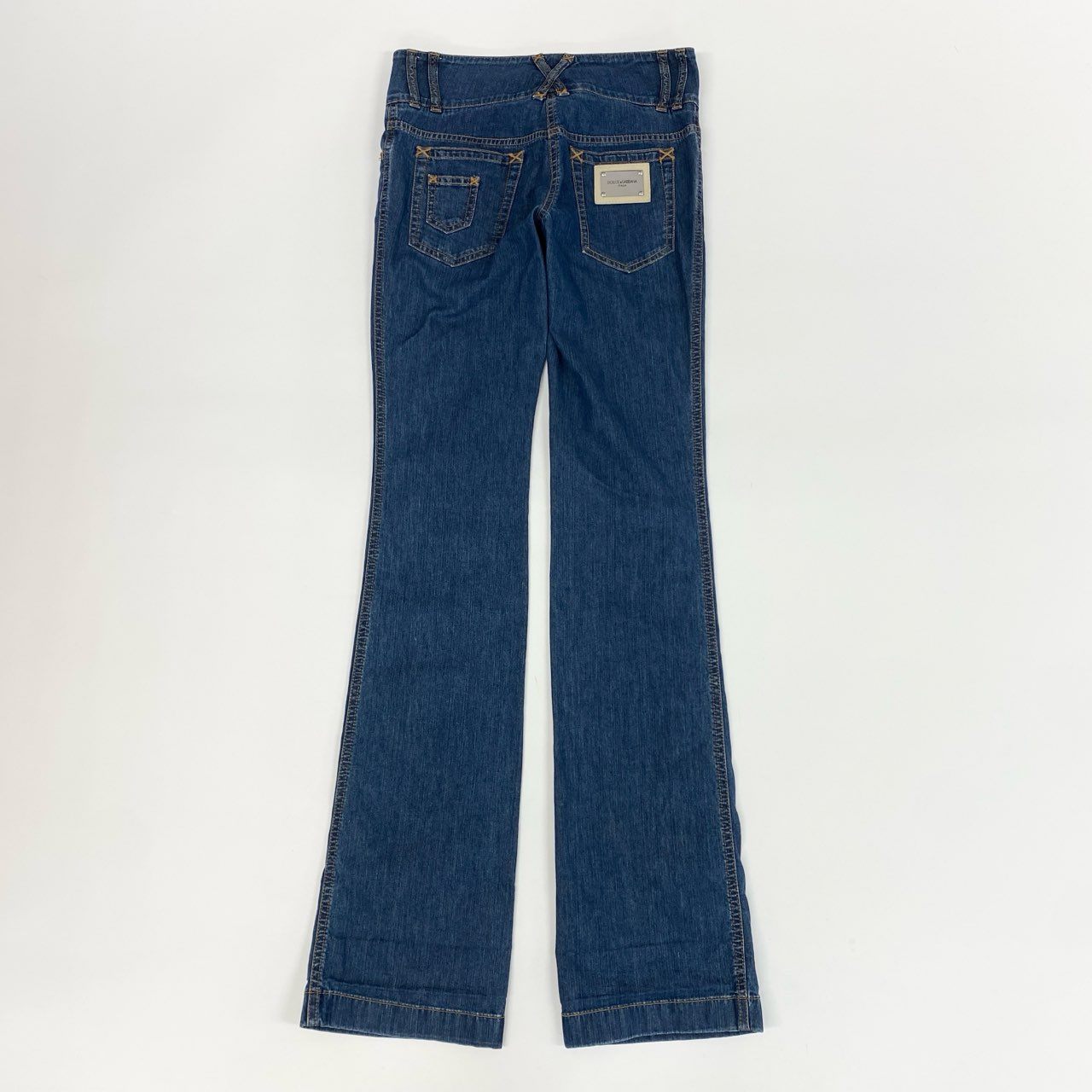 1j27 DOLCE&GABBANA ドルチェアンドガッバーナ デニムパンツ ローライズ ウエストDGベルト フレアパンツ F31WED/G8534 38サイズ インディゴ レディースu02t