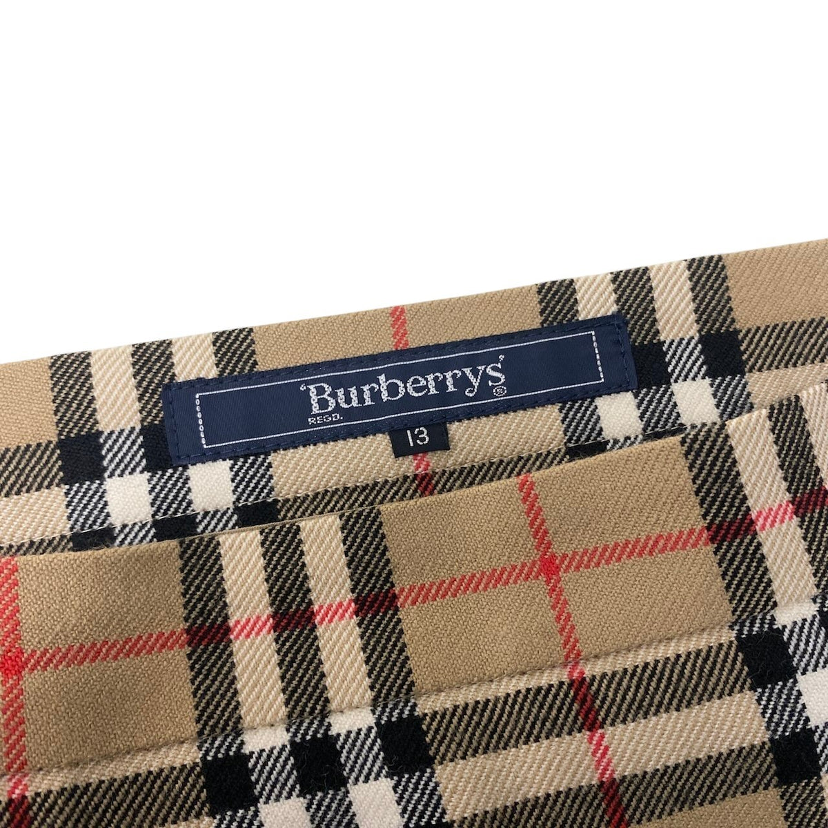 40i27 Burberrys バーバリーズ スカート ノバチェック 巻きスカート キルトピン付 フリンジ 革ベルト 13 ベージュ ウール100％ レディース 女性用u02t