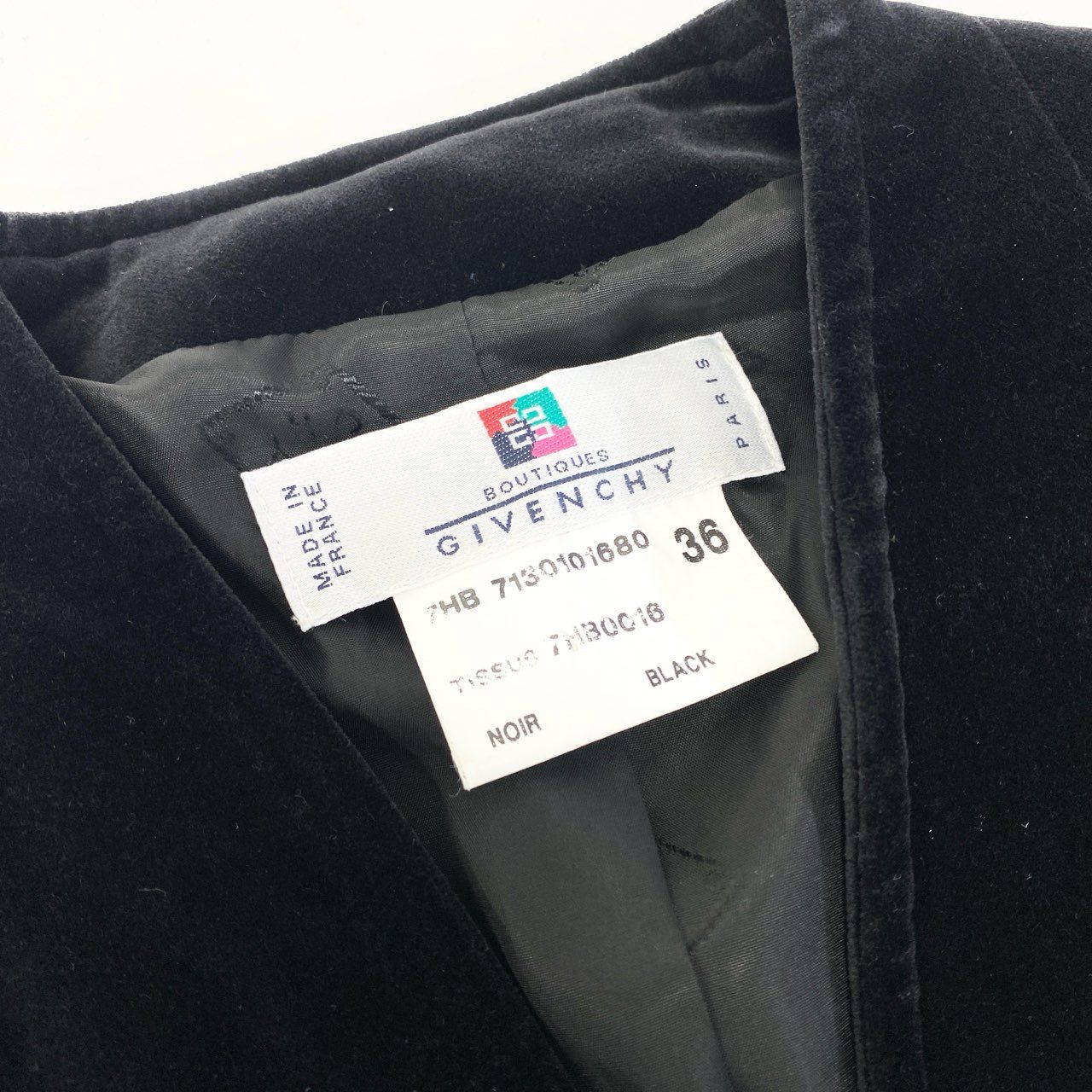 86a15 【Vintage 90'S】GIVENCHY ヴィンテージ ジバンシー ウエストシェイプデザイン ベロアジャケット サイズ36 ブラック レディース 女性用k02i