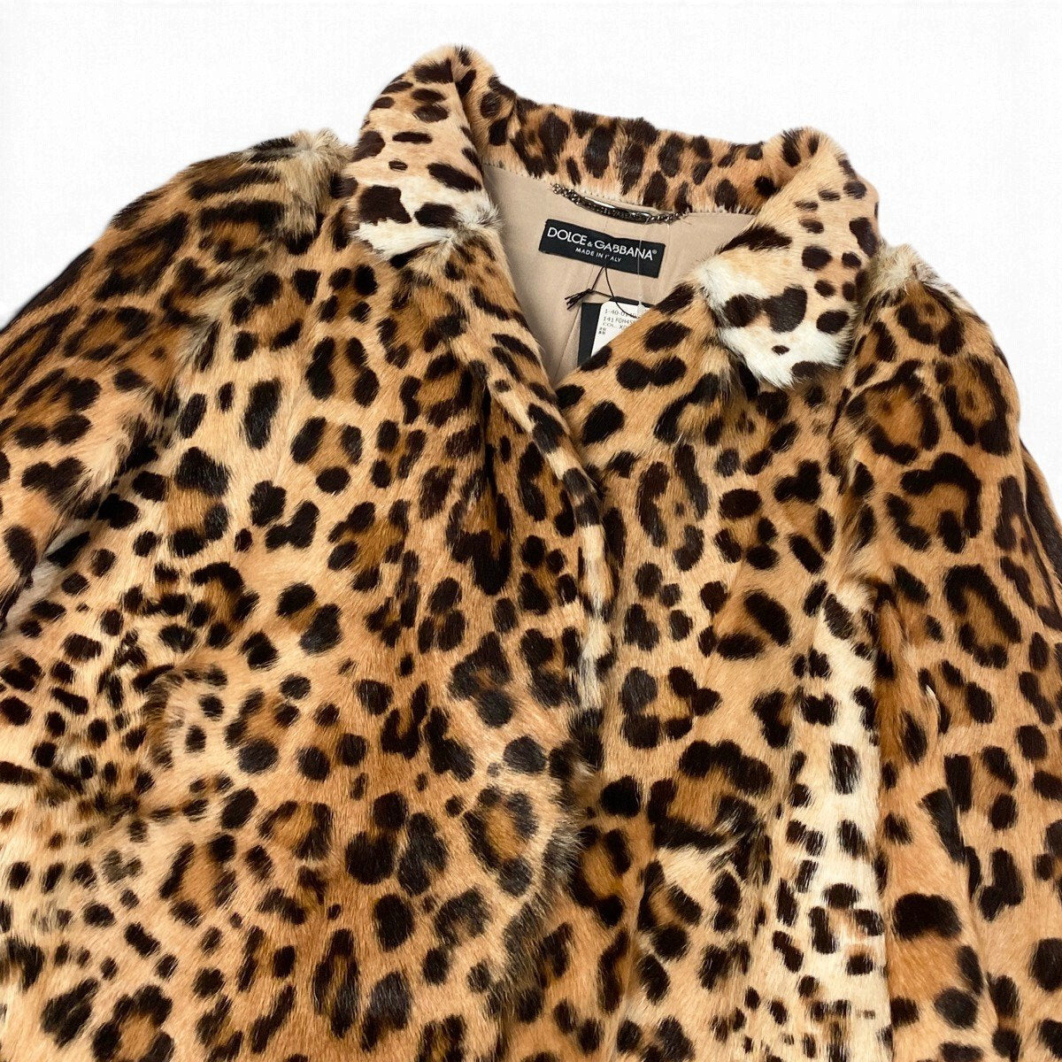 Ej26 【未使用タグ付】 定価1,632,400円 DOLCE＆GABBANA ドルチェアンドガッバーナ ファートリミングコート アニマル柄 F0H45FFUPNM1 サイズ38 ベージュ系 ゴート 山羊 レディースu02t