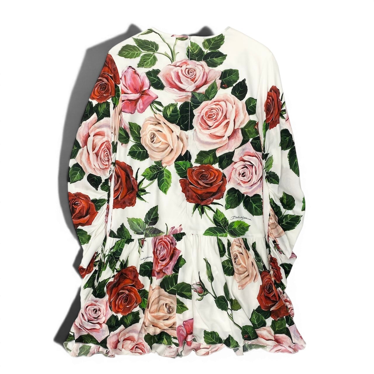 80e1 DOLCE&GABBANA ドルチェアンドガッバーナ フラワープリント ワンピース フレアワンピース バラ柄 薔薇 9/10 ホワイト キッズ 女の子u02t