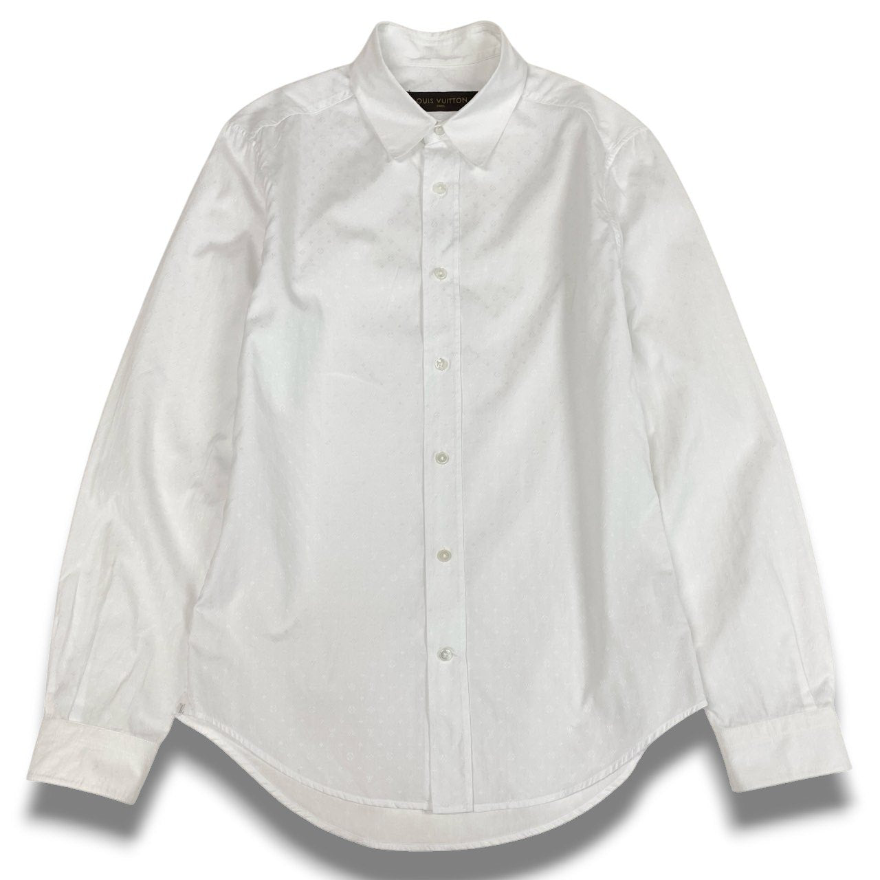 Ic2 《美品》 LOUIS VUITTON ルイヴィトン モノグラム 長袖シャツ トップス RM141Q XS ホワイト コットン メンズu02t