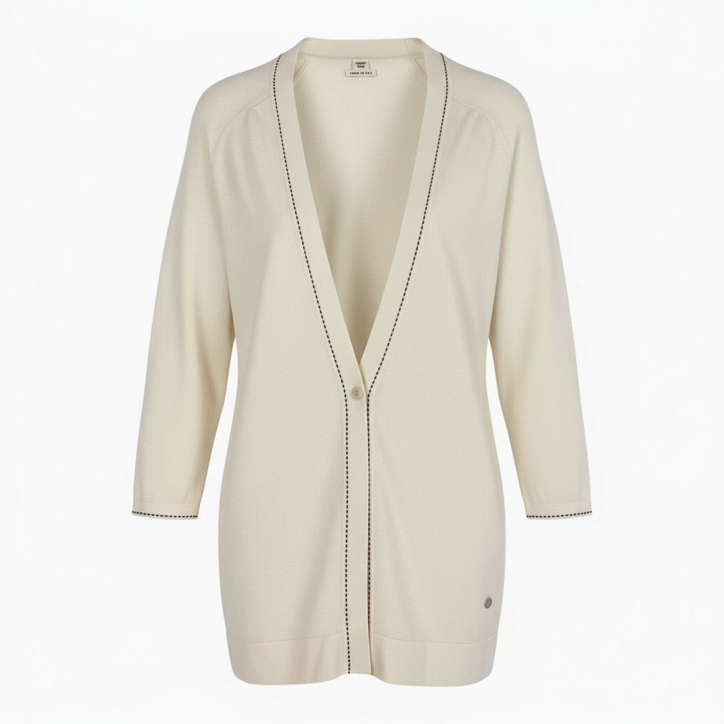 33a26 HERMES エルメス ニットセーター カーディガン トップス ロゴプレート ステッチデザイン イタリア製 38サイズ アイボリー ウール100％ レディースo07t