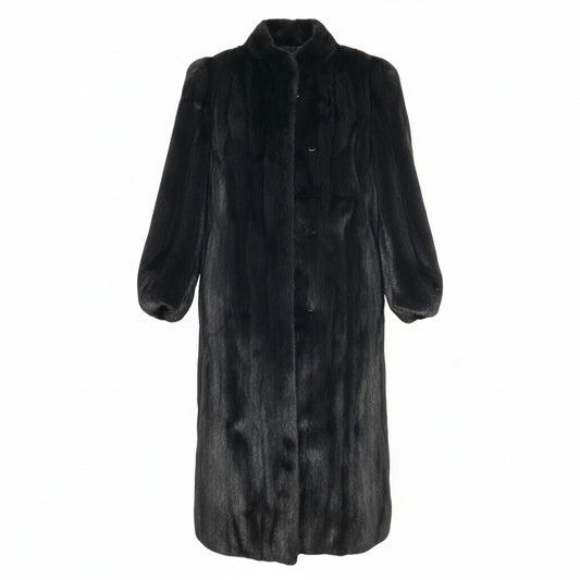 6a21 SAGA MINK サガミンク 銀サガ ダークミンク 丈112cm 超ロングコート サイズ13 ブラック 最高級本毛皮 Dark Mink Fur Long Coatt18r