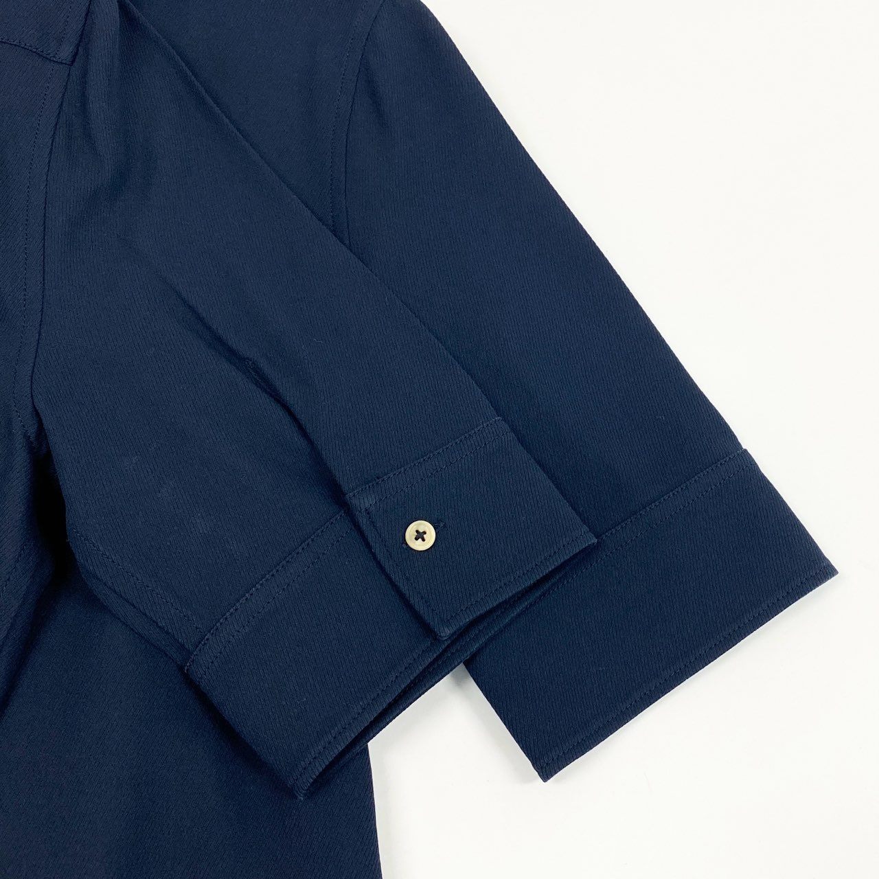 60b22 JIL SANDER ジルサンダー シャツワンピース ロングワンピース 半袖 コットンシルク混 レディース 女性服 サイズ32 ネイビーu02t