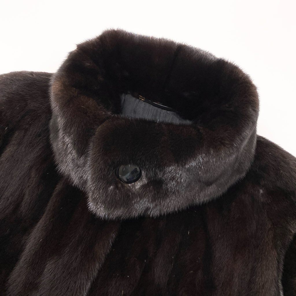 29l27 Terry's テリーズ マホガニーミンク ロングコート サイズF ダークブラウン 本毛皮 MINK FUR 毛並み◎t18r