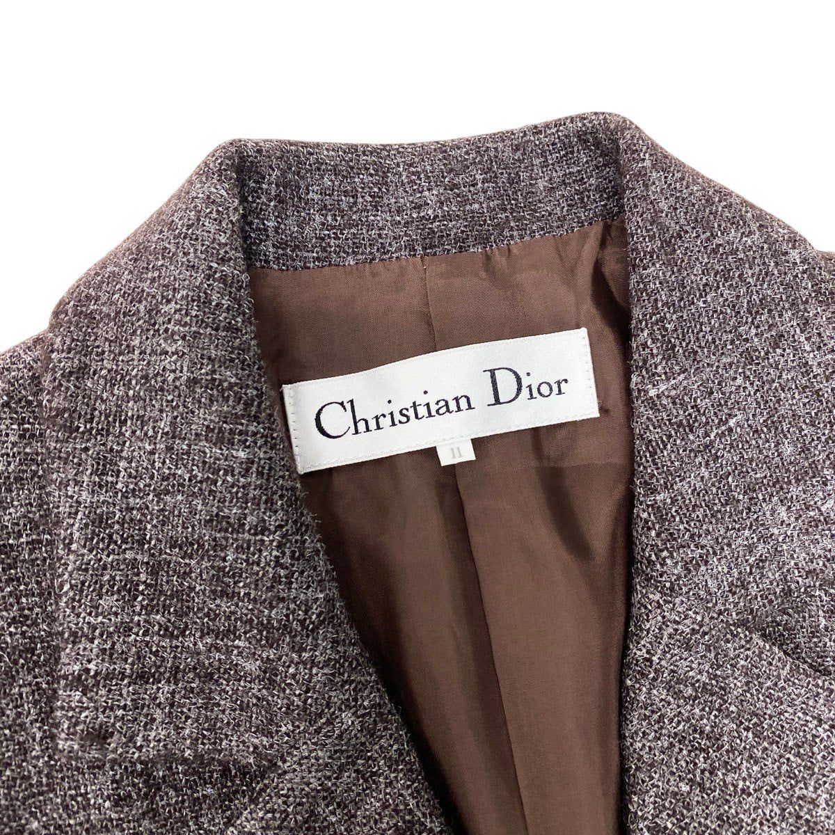 78h21 Christian Dior クリスチャンディオール テーラードジャケット ジャケットコート ウールブレンド サイズ11 ブラウン系 レディースu02t