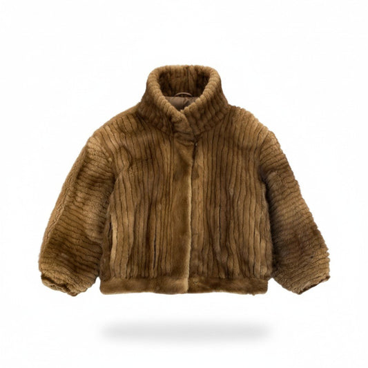 32L10 SAGA MINK サガミンク 銀サガ パステルミンク ファーコート サイズF 茶系 最高級本毛皮 MINK FUR 希少デザイン ポケット有 日本製t18r