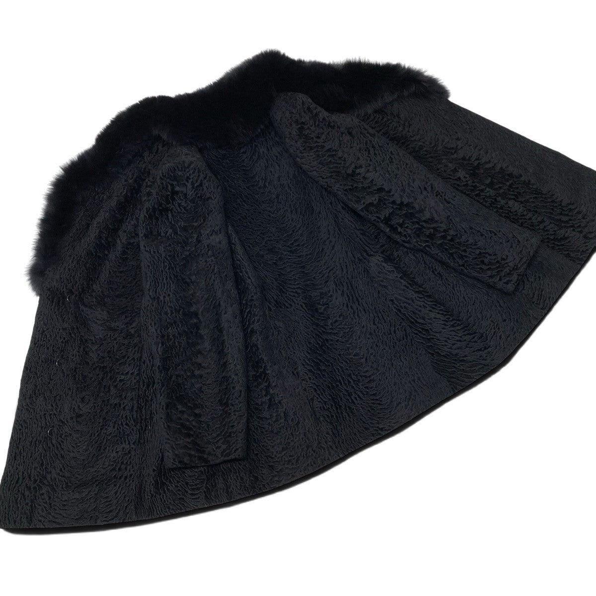 14i20 フォックスファー カルガンラム コート サイズ15 ブラック 本毛皮 Fox Fur ＆ Karakul Lamb Fur Coatt18r