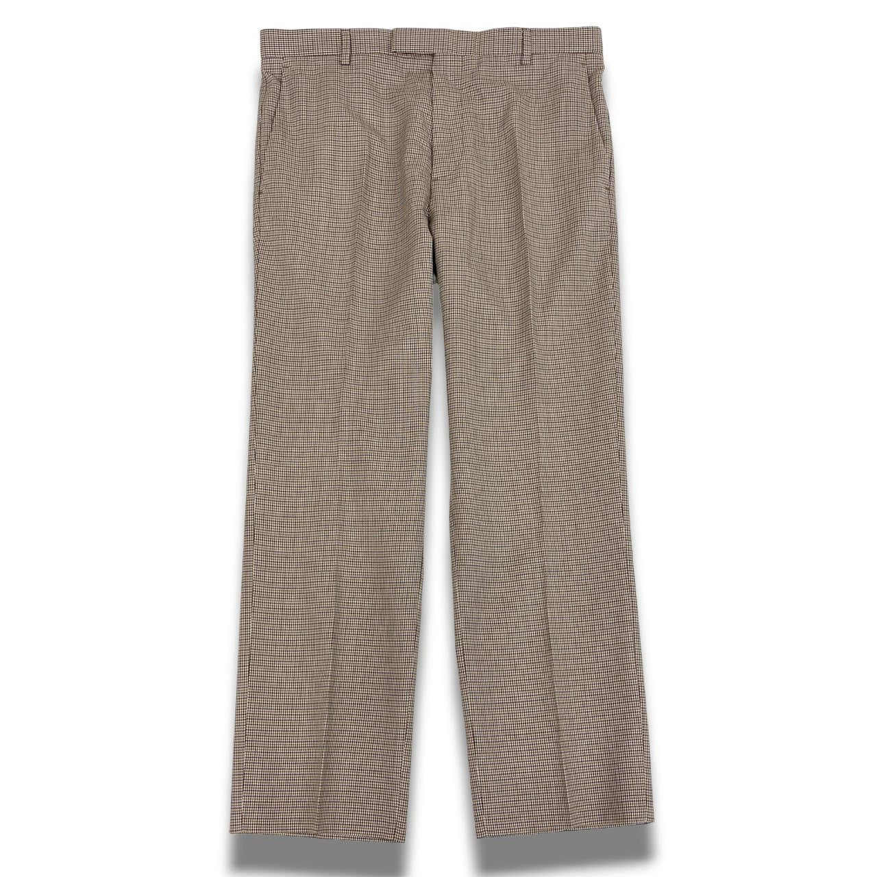 Ec2　《美品》 GUCCI グッチ 近年 ハウンドトゥース スラックスパンツ トラウザーズパンツ 814299 サイズ48 ブラウン系 ウール メンズu02t