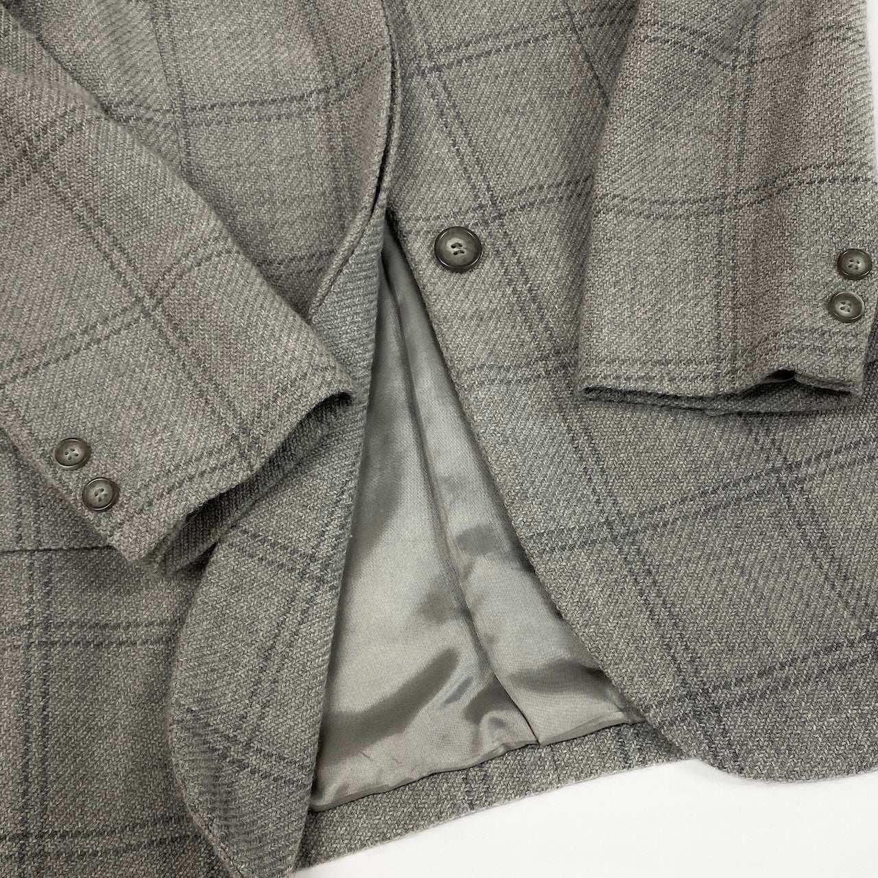 e11 EMPORIO ARMANI  ウールテーラードジャケット チェック柄 イタリア製 38サイズ グレー ウール100％ メンズ 男性用k02i