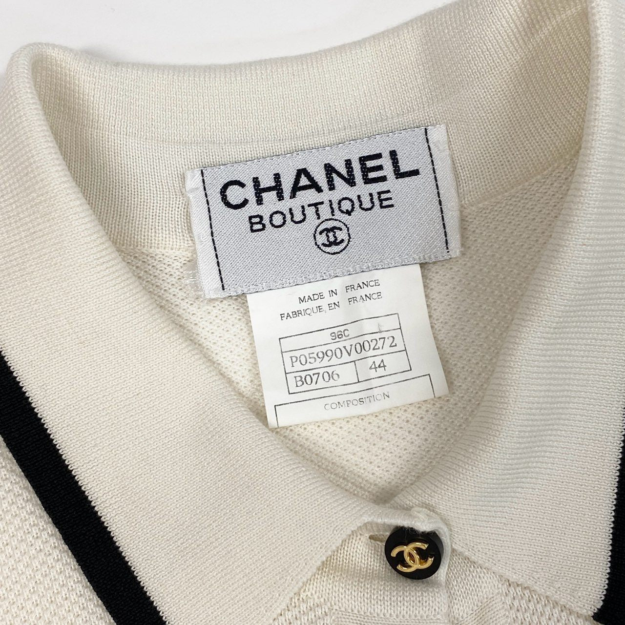 d7 CHANEL シャネル 96C 1996クルーズライン P05990 半袖ワンピース サイズ44 ホワイト レディースk02i