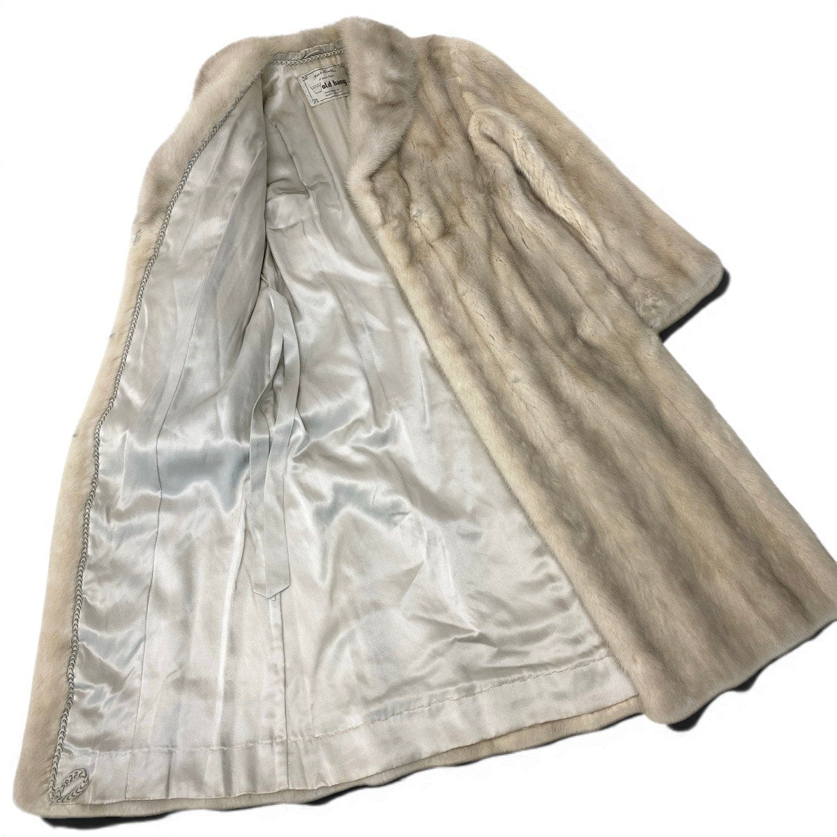 40g13 SAGA MINK サガミンク 毛皮コート 超ロングコート 110cm パールミンク 最高級本毛皮  ホワイト系 MINK FUR レディースu02t
