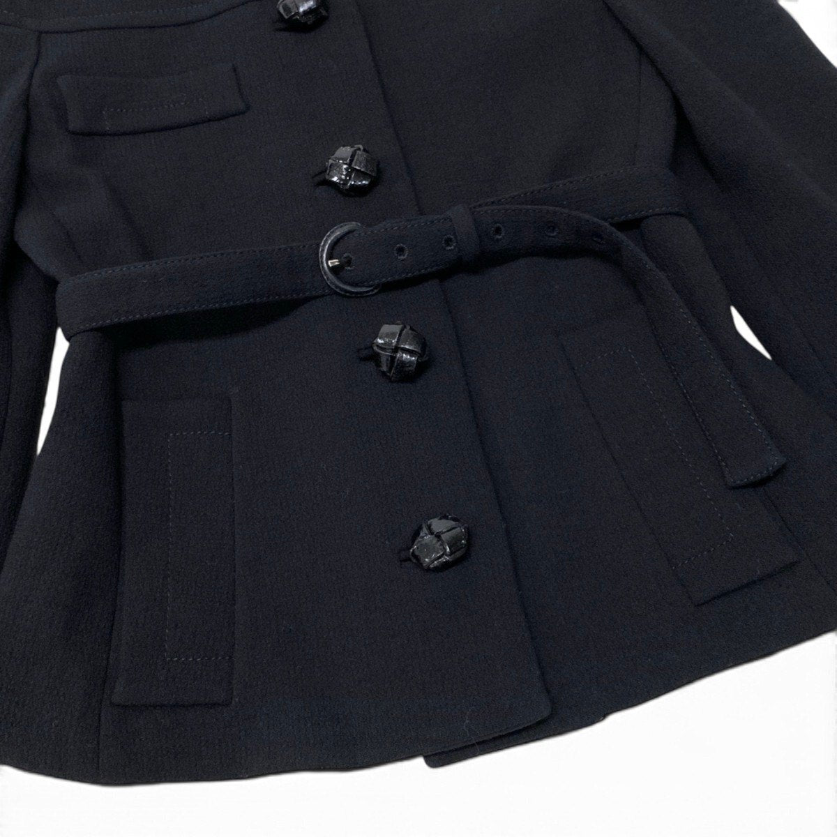 i13 PRADA プラダ ヴィンテージ ノーカラージャケット Vintage Collarless Jacket Black Size38 ブラックt18r