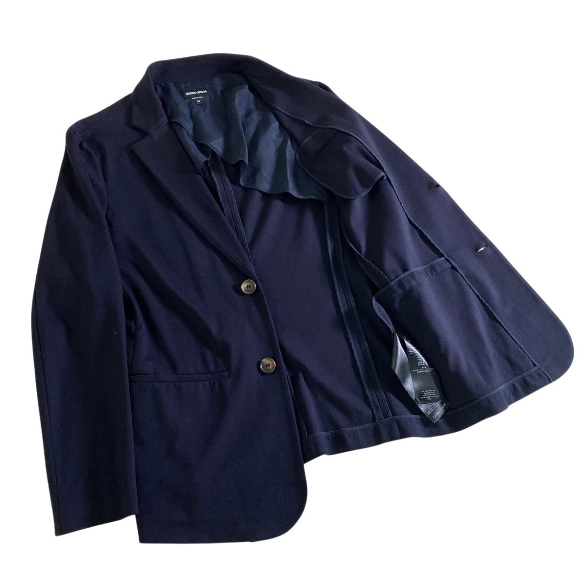 12j28 GIORGIO ARMANI ジョルジオアルマーニ 黒タグ スーパーストレッチ テーラードジャケット Size 46 ネイビー ブレザー フォーマル 紳士服t18r