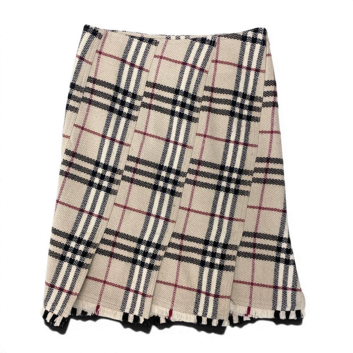18f15 BURBERRY LONDON バーバリーロンドン チェック柄 スカート 再構築 カットオフ ボトムス 38 ベージュ ウール レディースo07t